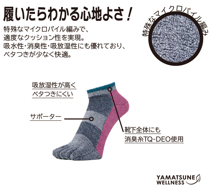 マイクロパイルDEOソックス ショート 5本指