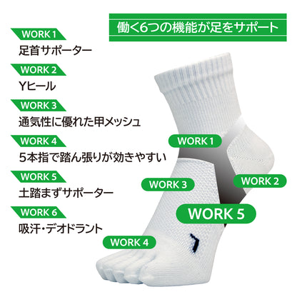 土踏まずサポートソックス ミドル5本指